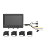 Sistema de Monitoreo Local / 4 Cámaras 1080p para Exterior (IP68) y Pantalla LCD de 7" a Color / Soporta Memoria Micro SD Hasta 512 GB / Soporta Cambio de Cámara al Dar Reversa al Vehiculo / Accesorios de Instalación