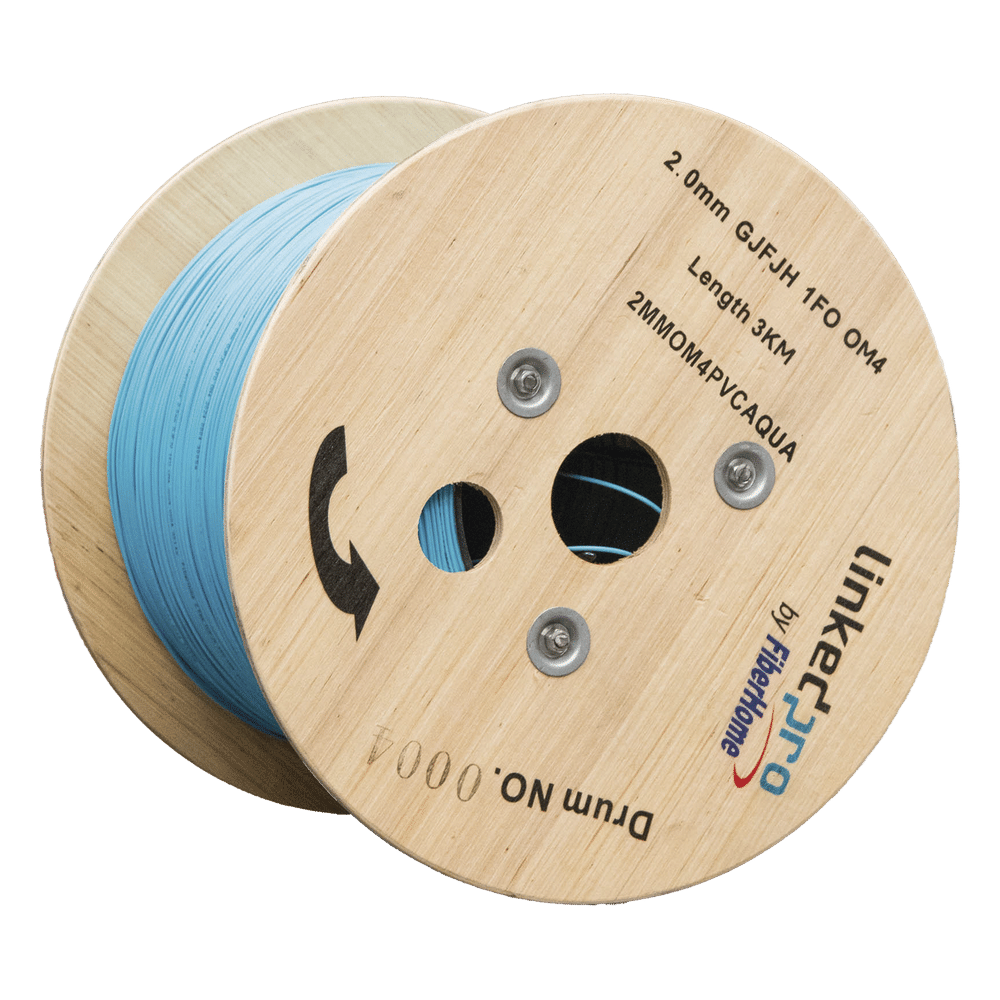 Fibra Óptica Multimodo OM4, 2 mm, Simplex, Tight Buffer, 900 micras, Color Aqua, Precio Por Metro, (Hasta 2000 Metros en un Solo Tramo de Cable)
