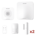 (AX HOME) KIT de Alarma AX HOME / Incluye: 1 Hub con batería de respaldo / 1 Llavero / 1 PIR / 2 Contactos Magnéticos / 1 Sirena / Wi-Fi / Compatible con Hik-Connect P2P y Hik-Partner PRO