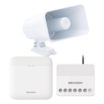 (AXPRO) KIT de alarma AX PRO con sirena cableada 30W / Incluye: 1 Hub con Batería de respaldo / 1 Sirena Cableada de 30 Watts IP65 / 1 Relevador Inalámbrico 0 a 36 VCC / Compatible con Hik-Connect P2P