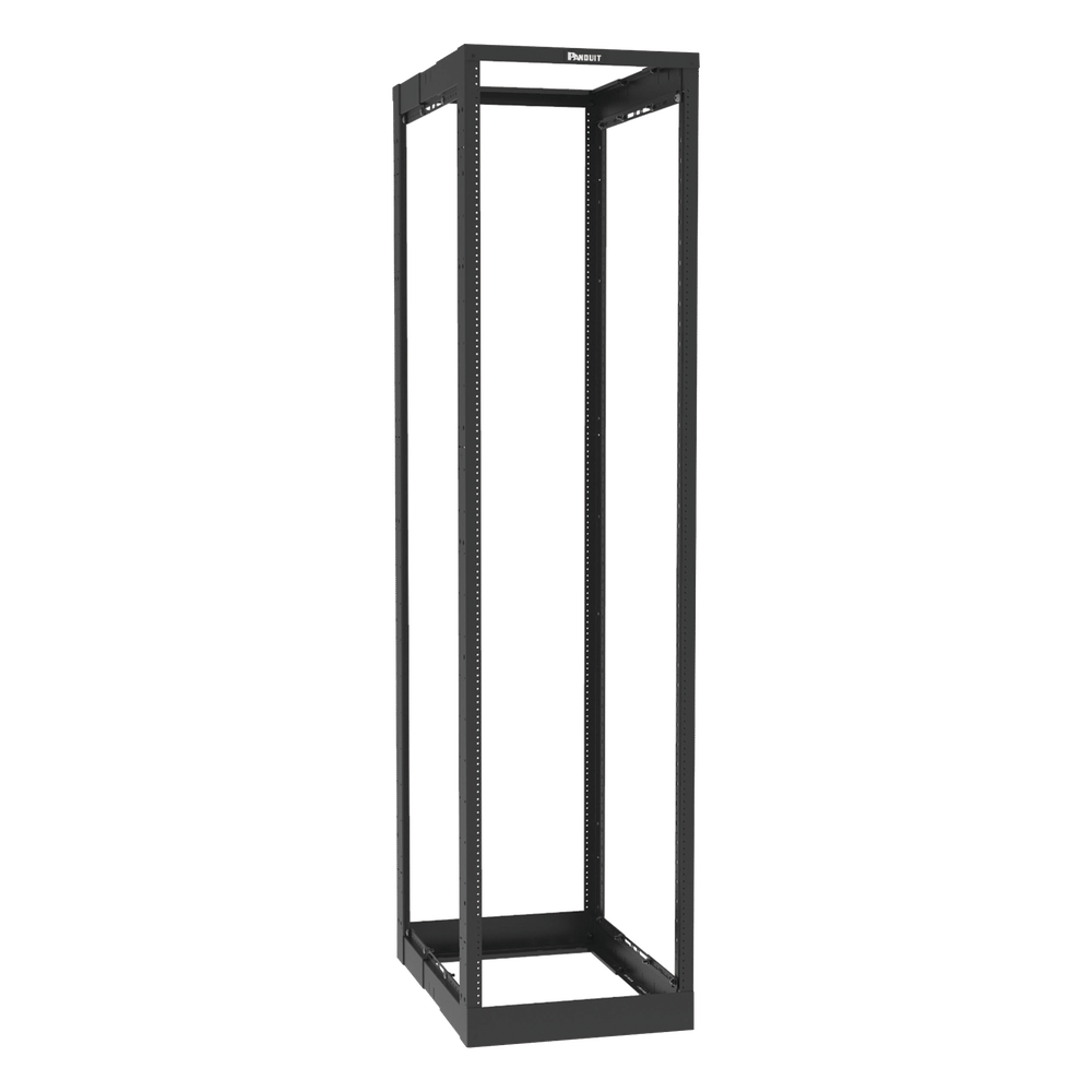 Rack de Cuatro Postes Estándar de 19", Rieles Roscados #12-24, Profundidad Ajustable de 23 a 42 in, 45 Unidades de Rack, Color Negro