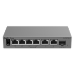 Switch Capa 2 Smart Cloud Managed / 7 Puertos Gigabit / 2 PoE++ 802.3bt + 2 PoE+ 802.3at / 1 Puerto SFP 1GE / Presupuesto PoE 120 W / Protección contra Sobretensiones 6 kV / PoE Permanente / Gestión en la Nube Ruijie Cloud / Gabinete Met&amp