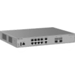 Switch Capa 3 / 10 Puertos Gigabit PoE+ / 2 Puertos SFP 2.5GE / Capacidad de Conmutación 30 Gbps / PoE Budget 125 W / Diseño sin Ventilador / Protección contra Sobretensiones 10 kV / VSU / OSPF / RIP / Línea Cybrey