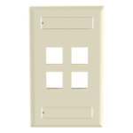 Panduit NK4FEIY Placa de Pared Vertical / 4 Puertos Keystone / Espacios para Etiquetas / ABS / Color Marfil