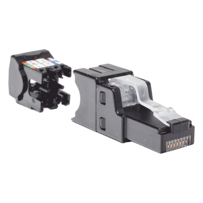 Panduit FP6X88MTG Plug RJ45 UTP / Cat6A / Terminación en Campo / 22-26 AWG / Recto y Angulado / 0.5-0.7 ft Equivalente