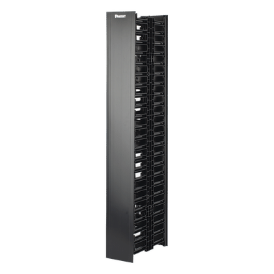 Panduit WMPV22E Organizador Vertical de Cable / Doble Frontal y Posterior / 22.5 UR / 4.9in Ancho / 41.5ft Altura / Negro